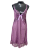 1pc Women Sleepwear Gown, Purple Contrast Lace Night Dress